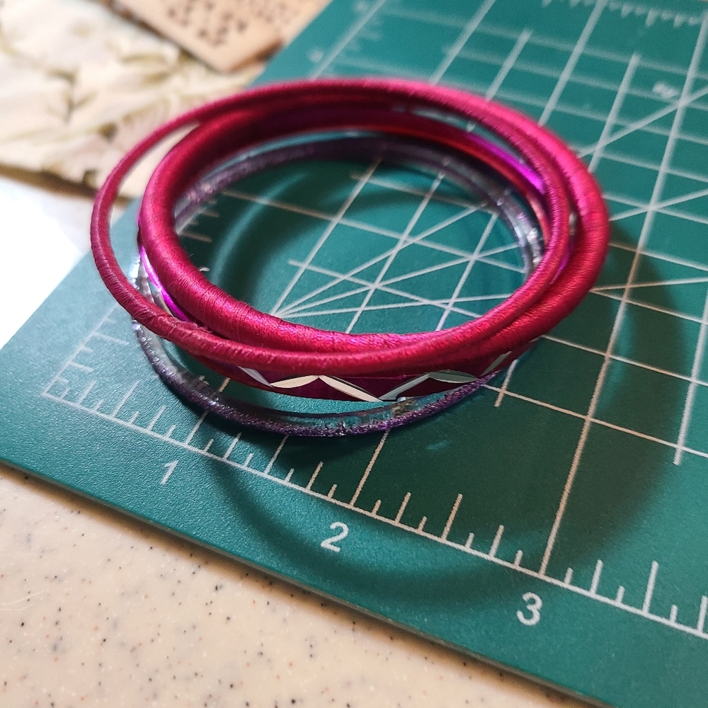 Elegant Purple and Red Bangle Set lot of bracelets super bright colors l… - Picture 5 of 7